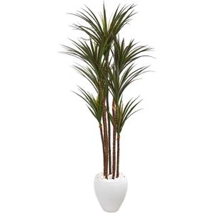 Nearly Natural 70in. Giant Yucca Artificial Tree in White Planter UV Resistant
