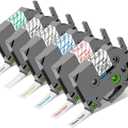 COLORTY Replacement for Brother P-Touch Label Maker Tape TZe 12mm 0.47 Clear Ribbon Laminated TZ Color on Transparent Refills for Ptouch PT-D210 D220 H110 1000 1280 D400 Cube, 1/2" x 26.2', 6 Pack