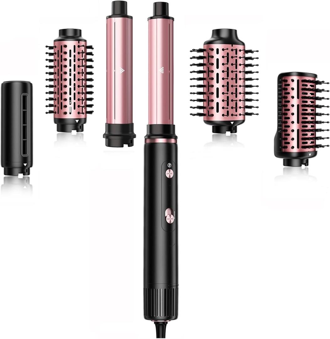 SKIMI Hair Dryer Brush and Blow Dry Brush, Multi-Hot Air Styler with 110000RPM Brushless Motor, Hot Air Brush for Fast Drying Curling Volumizing Straightening&Styling, High-Speed (Black&Rose Gold)