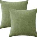 MIULEE Pack of 2 Couch Throw Pillow Covers 24x24 Inch Spring Soft Sage Green Chenille Pillow Covers for Sofa Living Room Solid Dyed Pillow Cases