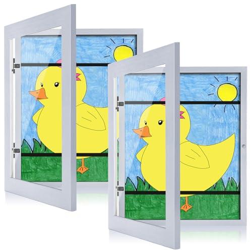 [2-Pack] Kids Art Frames, 8.5x11 Front Opening Kids Artwork Frames Changeable, Light Violet Blue Artwork Display Storage Frame for Wall, Holds 50 Pcs, for 3D Picture, Crafts, Children Drawing, Hanging
