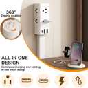 Electrical Outlet Extender Stick, 360 Rotating Wall Socket Expander, Adjustable 20"-30", with 6 Outlets & 2 USB-A+1 USB-C Ports for Behind Couches Nightstands Desks Hard-to-Reach Areas (A #)