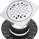 4” Drain Grate Kit - Compatible with Schluter Kerdi-Drain Flange - Floor Drain Kit with Adjustable Collar - Removable Square Drain - SUS 304 Stainless Steel and CUPC Certification - Chrome