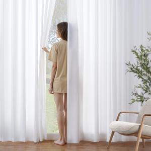MIULEE White Privacy Sheer Curtains That Let Light in 84 Inches Long Non-See-Through Semi Sheer Curtains Light Filtering Window Curtains Drapes for Living Room Bedroom 2 Panels Set, Size: 52"W x 84"L