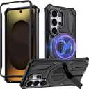 for Samsung Galaxy S26 Ultra Case with Front Frames & Adjustable Kickstand, Magnetic Rugged Shockproof Bumper Cases Heavy-Duty Magnetic Protective Cover (2026), (Black)
