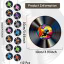 12 PCS Vinyl Records Banners 50's Party Decorations Music Record Hanging Swirl 1950's Party Garland Kit Vinyl Retro Party Supplies Streamer Cutouts for 50s 70s 90s Theme Door Home Party Favor