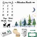 Baby Monthly Milestone Blanket for Boy Girl, Deer Woodland Gender Neutral Baby Age Milestone Blanket Photography Background Prop with Bibs Wooden Signs Felt Circle