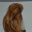 FESHFEN Long Wigs with Bangs, Synthetic Natural Looking Layered Straight Hair Wig for Women Daily Party Use 18 inch, Auburn Brown