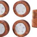 LED Puck Lights with Wireless Remote, Dimmable Under Cabinet Lights with Timer, Battery Operated - For Kitchen, Bedroom, Under Counter, Hallway, Stairs (4 Pack Elmwood)