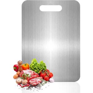 Titanium Cutting Board - 100% Pure Titanium Cutting Boards for Kitchen, Food Grade 304 Stainless Steel Cutting Board Set for Meat Fruit & Vegetable (15.4 * 11Inch)