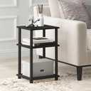 Furinno Just 3-Tier Turn-N-Tube End Table / Side Table / Night Stand / Bedside Table with Plastic Poles, 2-Pack, Americano/Black