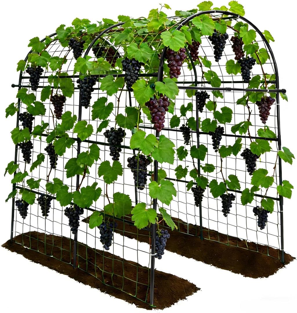 Garden Arch Trellis for Climbing Plants Outdoor - 83" H*71" W*43" L Large Rustproof Garden Trellis, Heavy Duty Grape Trellis, Tunnel Trellis for Melons, Pumpkins, Cucumbers, Peas(Black)