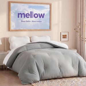 Mellow Marshmellow Comforter, Oeko-TEX Fabric (Gray, King/Cali King) | Extra Fluffy Double-Stuffed Down Alternative Duvet Insert, All-Season Temperature Balancing, Box Stitch, Twin / Twin XL)