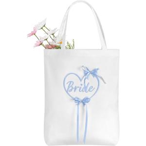 Etercycle Bride Tote Bag, Canvas Wedding Purse Handbags Bridal Shower Gifts For Bachelorette Party Bridesmaid Engagement