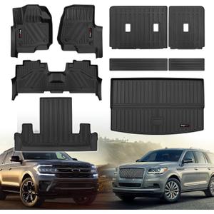 Custom Floor Mats Cargo Liner and Backrest Mat for 2018-2024 Ford Expedition Max/Lincoln Navigator L 7 Seat Accessories TPE All Weather (Only for Max and L 7 Seater)