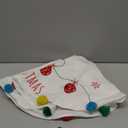 XAMSHOR 32 Inches Christmas Tree Skirt, Embroidered Burlap Xmas Tree Skirt with Colorful Pom Poms, Indoor Outdoor Holiday Decorations, White