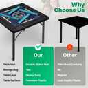Queensell 35" Folding Game Table, Domino Table, Mahjong Table with Heavy-Duty Legs - 35 x 35 x 27 Inches with Storage Bag Double Sided Mat, 34 x 34 x 27 inches