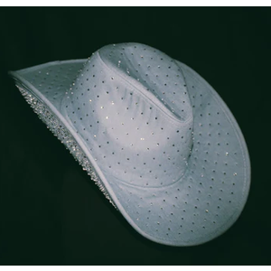 Rhinestone Denim Cowboy Fedora Hat (Light Wash)