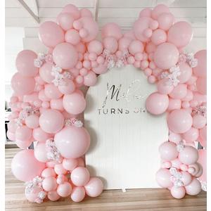Pastel Pink Balloon Garland Double Stuffed Baby Pink Balloons Arch Light Pink Latex Balloons Different Sizes 18/12/5 Inch Macaron Balloon Kit for Baby Shower Wedding Princess Birthday Party Decor