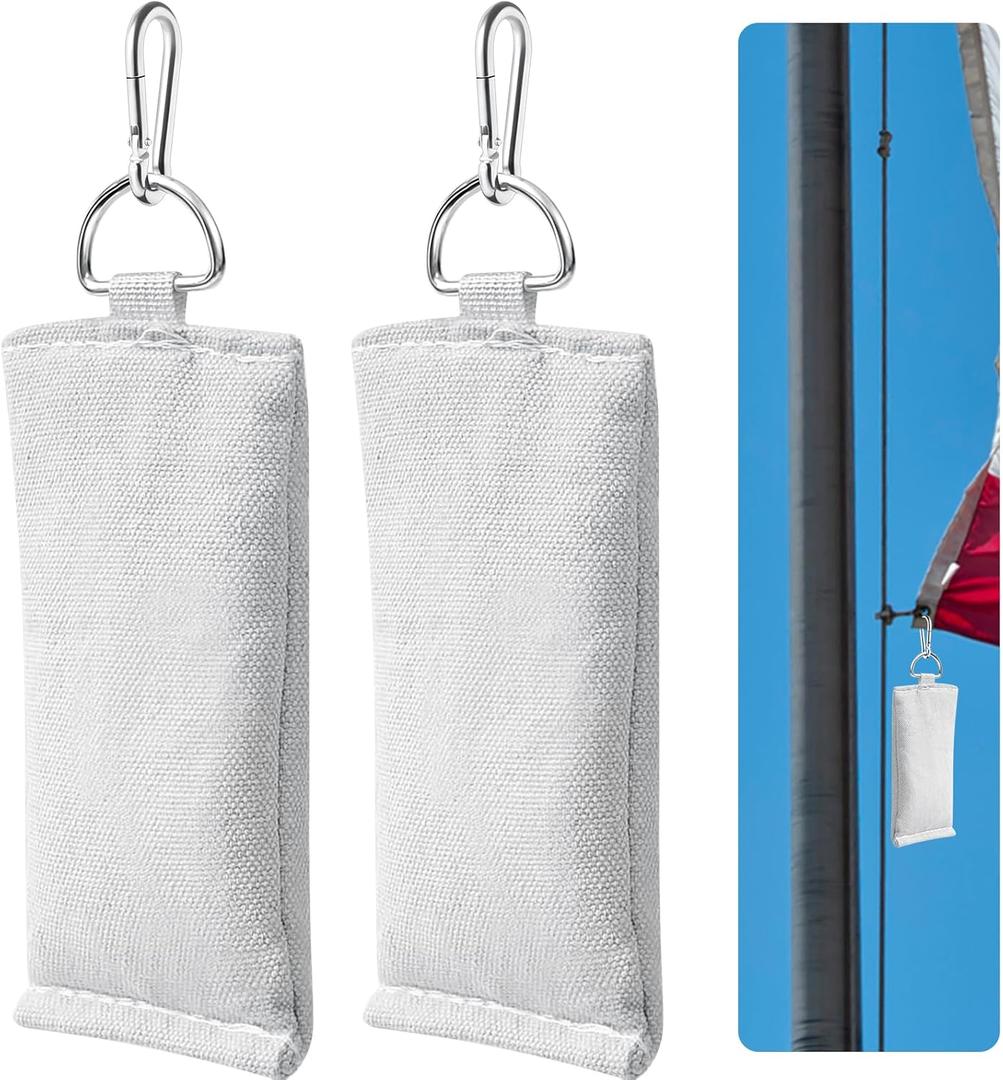 2 Pcs Flag Weight for Flagpoles 1.5 Lbs Clip on Flag Weights Flag Pole Counterweight for Bottom of Flag Windy Days Internal External Halyard Flagpole (White)