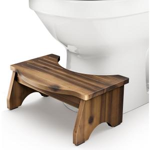 HOLANA 7.2 Acacia Wood Toilet Stool Squat Adult - 350LBS Poop Stool Adult, Toilet Foot Rest - Non-Slip Bathroom Step for Adults - Bedside Steps for High Beds, Assembly Required (Walnut Color)