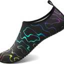 Water Socks for Women Men Adult Aqua Swim Shoes Beach River Pool Barefoot Yoga Exercise Wear Sport Accessories Quick-Dry Must Haves Size 11.5-12.5Women/ 10.5-11.5Men(N-Laser Stripe)