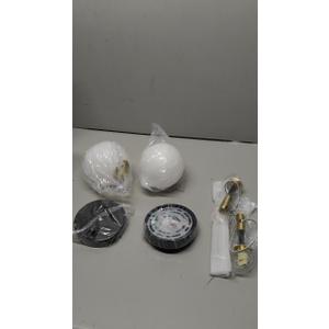 BYOLIIMA Industrial Mid Century Wall Sconce Set of 2 with White Globe Glass Shades Modern Bathroom Vanity Wall Lamp Black and Gold Finished Wall Light Fixture