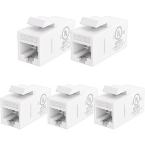 VCE UL Listed CAT6 RJ45 Keystone Jack Inline Coupler 5Pack, Female to Female Ethernet Cable Extender  White