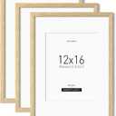 12x16 Frame with Mat for 8.5x11 set of 3, Solid Oak Wood 12x16 Picture Frame for Wall Mount - Wall Decor for Home, Office & Galley(3 Pack,Oak)