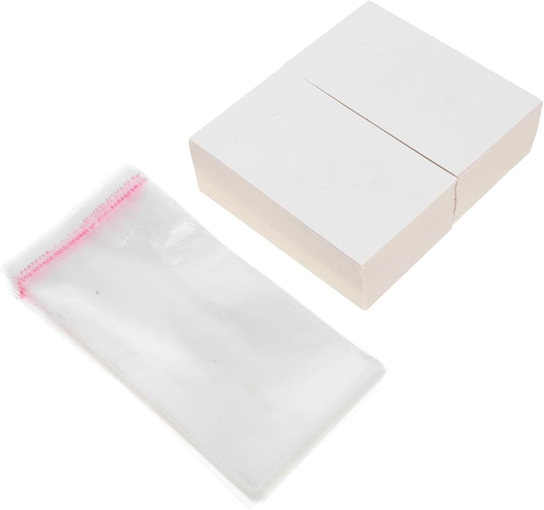 OSALADI Keychain Display Card Set 200pcs Cards for Earring Necklace Jewelry DIY Branding Secure Self-Sealing Bag