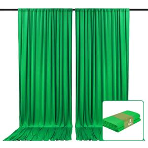 2 Panels Grass Green Backdrop Curtain, 10 x 10 Feet Background Curtains for Parties, Weddings, Baby Showers, Bachelorette Halloween, Christmas Birthday Party Photoshoot Backdrop Curtains Decorations