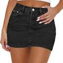 MONCCIZA Women’s Denim Jean Skirt Mini Y2K Low Waisted Casual Cute Skirts with Pockets Black, S