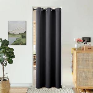 BGment Door Curtain for Doorway, Closet Curtain for Open Closet, Thermal Insulated Privacy Blackout Grommet Drape, 1 Panel, Dark Grey, 34 x 80 Inch