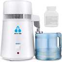 DC HOUSE 1 Gallon Water Distiller Machine, 750W 4L Pure Distilled Water Maker Machine for Home Countertop Table Desktop, Drinking Purifier for Home Kitchen CPAP Hmidifiers with Pastic Container (White)
