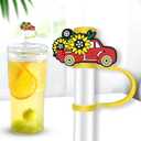 8Pcs Sunflower Straw Toppers for Tumbles, 10mm Straw Cover Caps Compatible with 30&40 Oz Tumbler with Handle, Drinking Straw Covers Cap for Tumbles Cups Accessories (Sunflower)