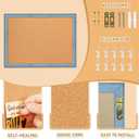 DOLLAR BOSS Cork Boards for Walls, 24 X 18 Inches Bulletin Board Decorative Hanging Pin Board Rustic Wooden Frame Vision Board Notice Board for Office Home Decor, Blue