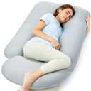 Momcozy Pregnancy Pillows with Cooling Cover, U-Shaped Full Body Maternity Pillow for Side Sleepers 57 Inch - Support for Back, Hip, Belly, Legs for Pregnant Women (Grey- Cooling Fabric)