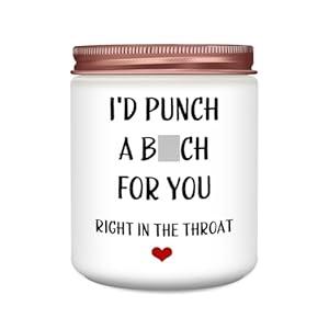 Homsolver Birthday Gifts for Women,Sister, Friend, Funny Perfect Anniversary, Christmas,Birthday,Valentines Day Gifts Ideas-I'd Punch A B for You Candles