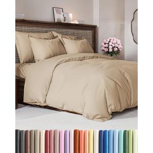 Duvet Cover Full Size - Extra Soft Full Size Duvet Cover - Lightweight, Breathable & Cozy - Easy Care & Fade Free with Zipper Closures & Ties - 80" x 90" Inches - (Cream) Comforter Not Included