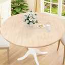 Smiry Round Picnic Tablecloth, Waterproof Elastic Fitted Table Covers for 36" - 44" Tables, Wipeable Flannel Backed Vinyl Tablecloths for Camping, Indoor, Outdoor, Beige