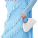 SUNNYBUY Elegant 2 Piece Maternity Dress with Mesh Cardigan, Strapless Ruffle Maxi Gown Cocktail Dresses for Baby Shower (Blue, L)