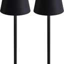 KDG 2 Pack Cordless Table Lamp, Portable LED Desk Lamp, 5000mAh Battery Operated, 3 Color Stepless Dimming Up, for Restaurant/Bedroom/Bars/Outdoor Party/Camping/Coffee Shop Night Light(Black)
