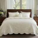 Bedsure Quilt King Size - Ultra Soft Pre-Washed Cloud-Like Bedding, All-Season Lightweight Comforter for Country Bedroom, Leaf Design Coverlet in Cream Yellow, 106 x 96 Inches | Stitch-Free Quilting, Ultra Soft, Lightweight, Machine Washable, Pet-Friendly