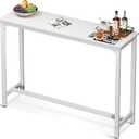 ODK 55 Inch Bar Table, Bar Height Pub Table, Counter Height Bar Table, Rectangular High Top Kitchen & Dining Counter Tables with Sturdy Legs & Easy-to-Clean Top, Indoor use, White