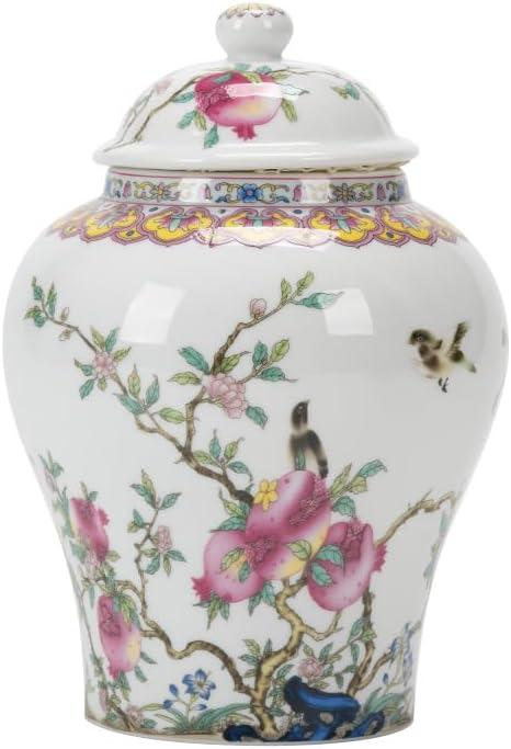 fanquare Porcelain Airtight Canister for Loose Tea Vintage Chinese Ripe Peach Style Ceramic Spice Jar Kitchen Storage Caddy Large Sugar Jar, Vase for Dcor