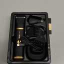 Groin & Body Hair Trimmer for Men - Electric Shaver for Pubic Hair, Chest, Legs - Ball Pubic Groomer, LED Light, Replaceable Ceramic Blade Heads, USB-C Recharge Dock, Waterproof Hygiene Razor (Gold)