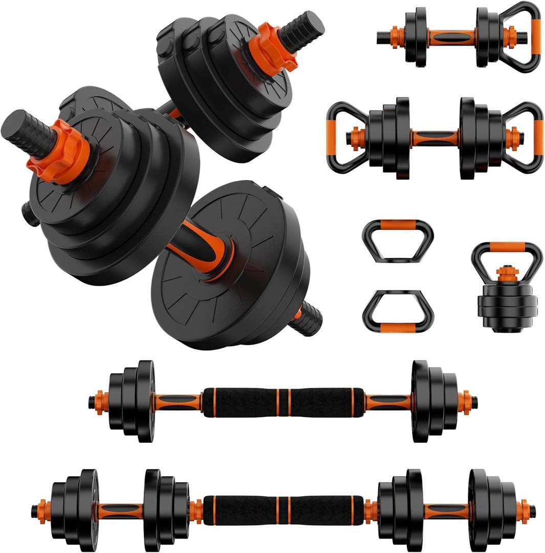 VTORY Adjustable Weights Dumbbell Set, 20/70/90lbs Free Weights Set with Connector, 4 in1 Dumbbells Set Used as Barbell, Kettlebells, Push up Stand, Weight Set for Home Gym Suitable Men/Women