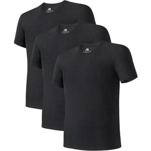 DAVID ARCHY Men's Moisture-Wicking Crewneck Undershirt 3 or 5 Pack (Large, A2, Crewneck - Black)