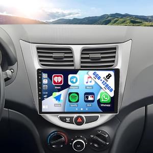 8-Core 6G+128G for Hyundai Accent 2012-2017 Android 15 Car Stereo with Wireless CarPlay Android Auto 9" IPS Touchscreen Car Radio with DSP GPS WiFi Bluetooth 5.0 FM RDS Head Unit with HD Backup Camera