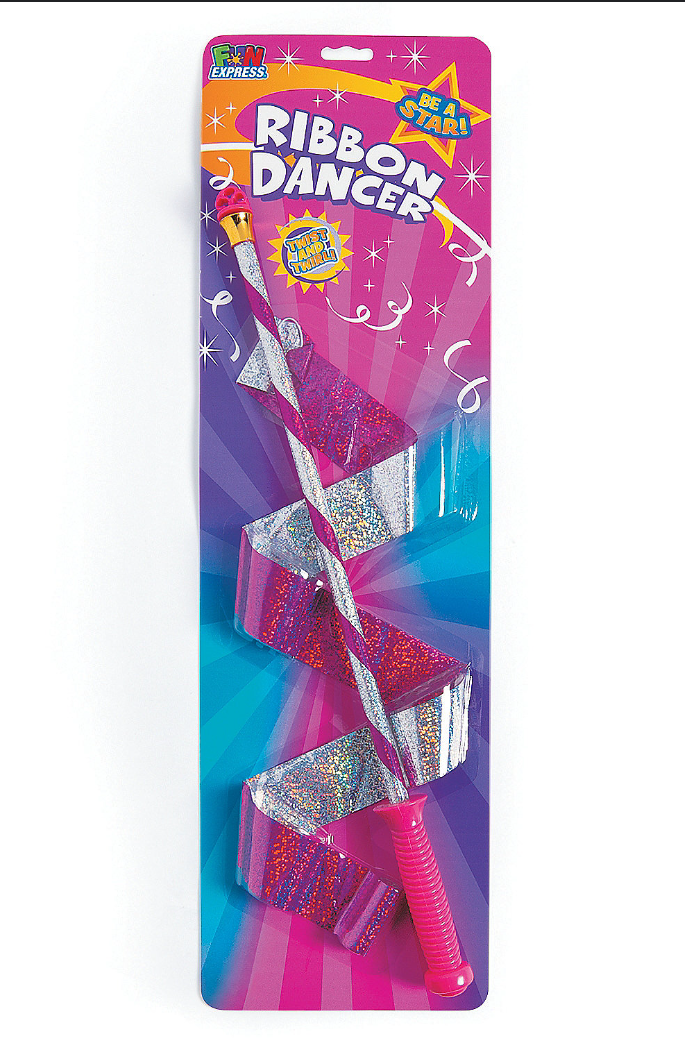Fun Express Pink Plastic Ribbon Dancer (20") Adorable & Designs, Great Party Favors for Birthdays, Themed Parties & More